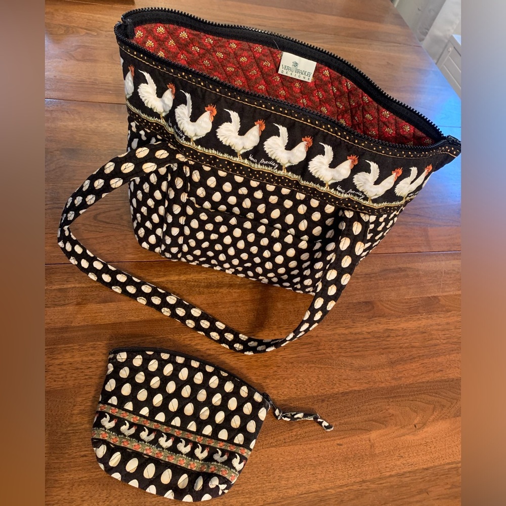 Vera Bradley Chanticleer Chicken & Egg Purse and smaller make up or coin bag.
